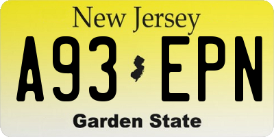 NJ license plate A93EPN