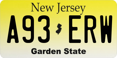 NJ license plate A93ERW