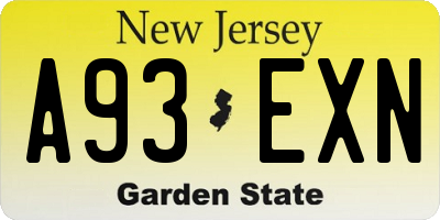 NJ license plate A93EXN