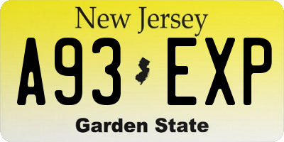 NJ license plate A93EXP