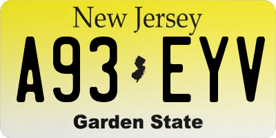 NJ license plate A93EYV