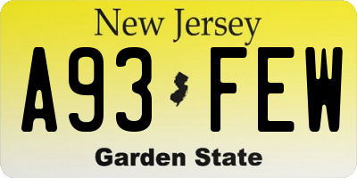NJ license plate A93FEW