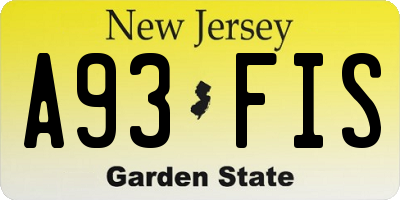 NJ license plate A93FIS