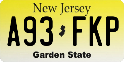 NJ license plate A93FKP