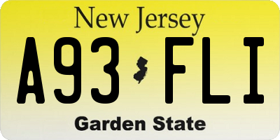 NJ license plate A93FLI