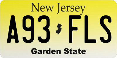 NJ license plate A93FLS
