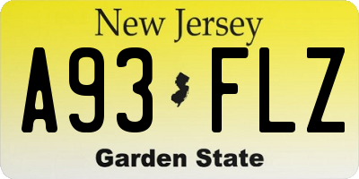 NJ license plate A93FLZ