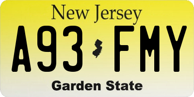 NJ license plate A93FMY