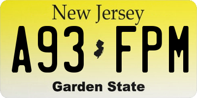 NJ license plate A93FPM
