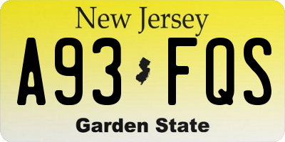 NJ license plate A93FQS