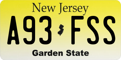 NJ license plate A93FSS