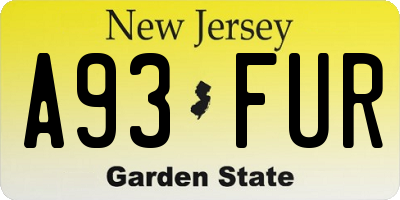 NJ license plate A93FUR