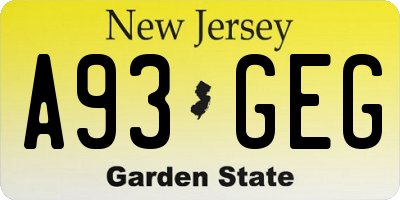 NJ license plate A93GEG