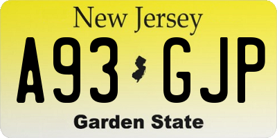 NJ license plate A93GJP