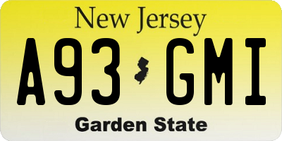 NJ license plate A93GMI