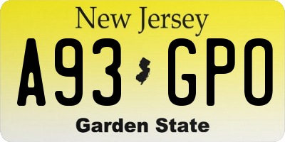 NJ license plate A93GPO