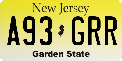 NJ license plate A93GRR