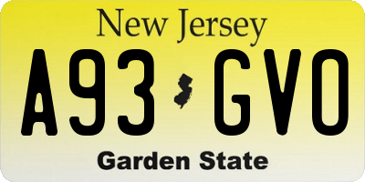 NJ license plate A93GVO