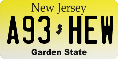 NJ license plate A93HEW