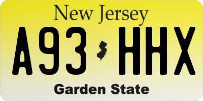 NJ license plate A93HHX