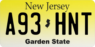 NJ license plate A93HNT