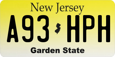 NJ license plate A93HPH