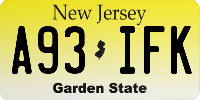 NJ license plate A93IFK