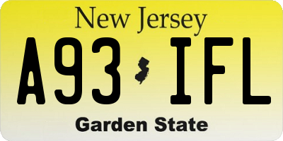NJ license plate A93IFL
