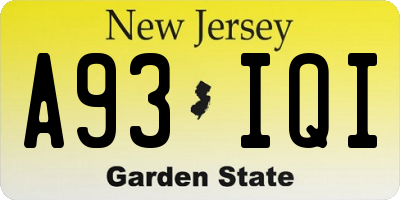 NJ license plate A93IQI