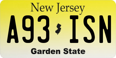 NJ license plate A93ISN