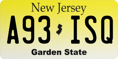 NJ license plate A93ISQ