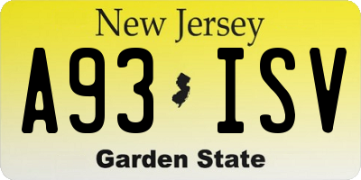NJ license plate A93ISV
