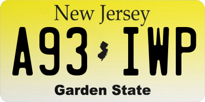 NJ license plate A93IWP