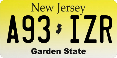 NJ license plate A93IZR