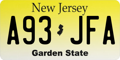NJ license plate A93JFA