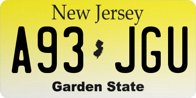 NJ license plate A93JGU