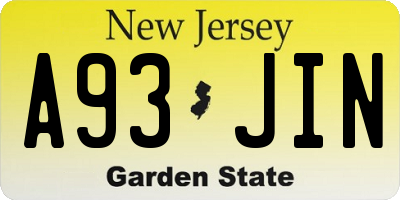 NJ license plate A93JIN