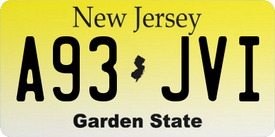 NJ license plate A93JVI
