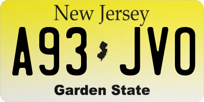 NJ license plate A93JVO