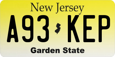 NJ license plate A93KEP