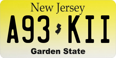 NJ license plate A93KII