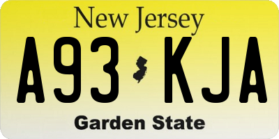NJ license plate A93KJA