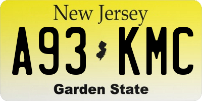 NJ license plate A93KMC