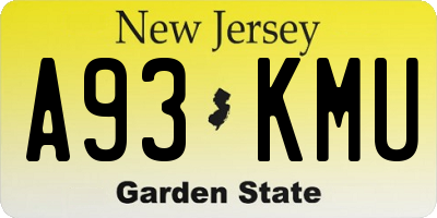 NJ license plate A93KMU
