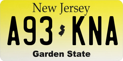 NJ license plate A93KNA