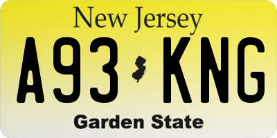 NJ license plate A93KNG