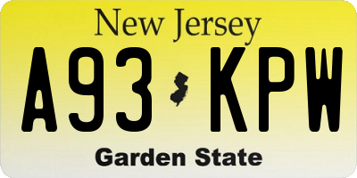 NJ license plate A93KPW