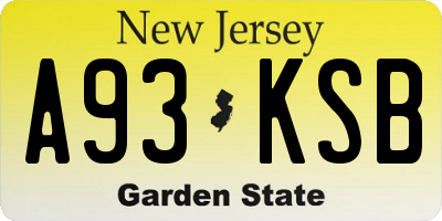 NJ license plate A93KSB