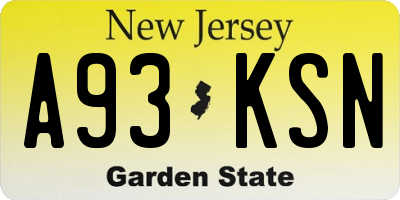 NJ license plate A93KSN