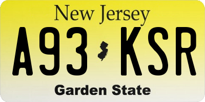 NJ license plate A93KSR